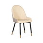 GINER Y COLOMER Lot de 4 chaises de salle à manger avec dossier rembourré en cuir PU beige et pieds en acier tubulaire noir mat, design moderne et élégant