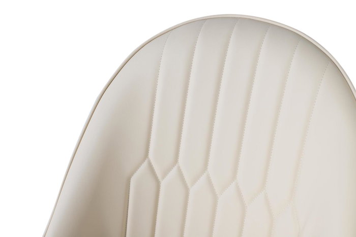 GINER Y COLOMER Lot de 4 chaises de salle à manger avec dossier rembourré en cuir PU beige et pieds en acier tubulaire noir mat, design moderne et élégant