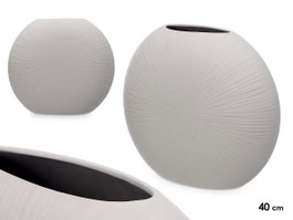 GIFTDECOR Jarrón Cerámica Circular 40cm Gris