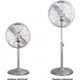 OCEANIC - Ventilateur sur pied 40 cm - 3 vitesses - Hauteur réglable 90-125 cm - Pales aluminium - Métal brossé - Puissance 50 W