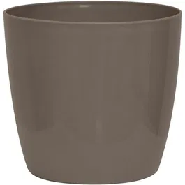 Garden Id - Cache-pot Shiny Taupe - Brillant aspect céramique - 30 x 27 cm - Avec roulettes pour déplacement facile - Étanche - Décoration extérieure