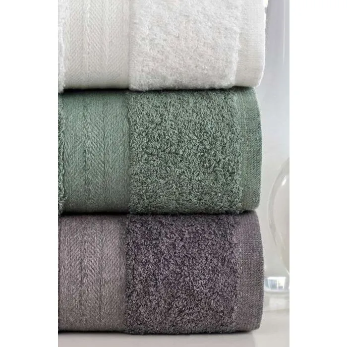 Ensemble de 4 serviettes de main en coton 100% - 50 x 85 cm - Blanc, Vert, Anthracite, Orange