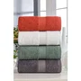 Ensemble de 4 serviettes de main en coton 100% - 50 x 85 cm - Blanc, Vert, Anthracite, Orange
