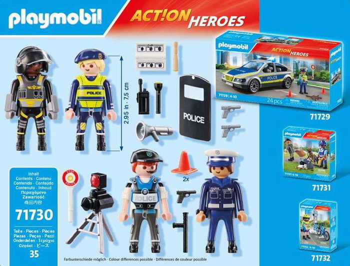 Playmobil Set métiers de la police avec 4 policiers et 35 pièces 71730