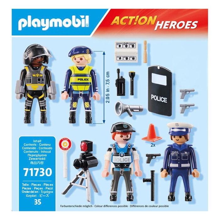 Playmobil Set métiers de la police avec 4 policiers et 35 pièces 71730