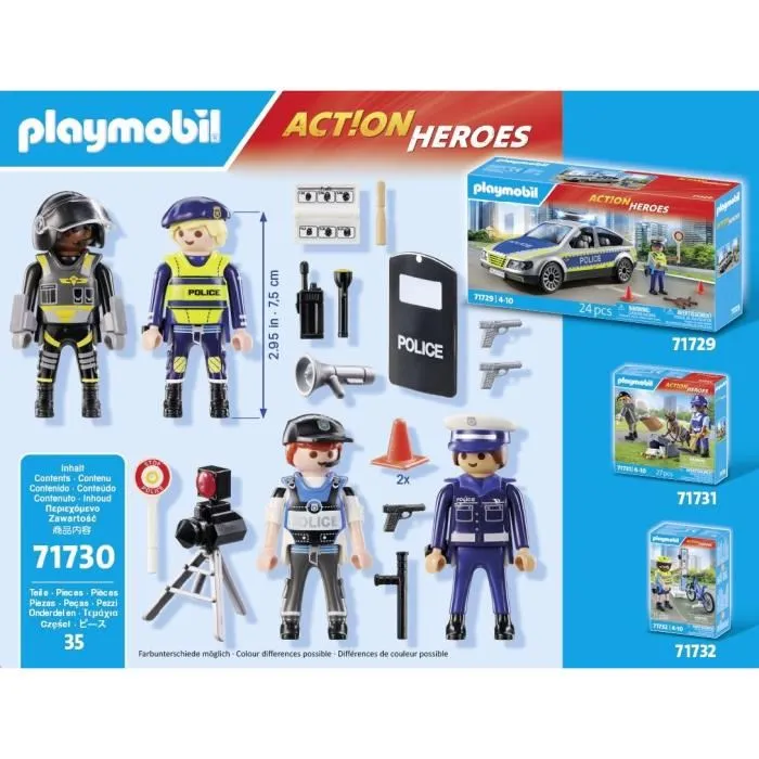PLAYMOBIL 71730 - Set métiers de la police avec 4 policiers et accessoires, figurines Action Heroes, 35 pièces, jeu de construction dès 4 ans PLAYMOBIL 71730 - Set métiers de la police avec 4 policiers et accessoires, figurines Action Heroes, 35 pièces, jeu de construction dès 4 ans