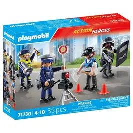 PLAYMOBIL 71730 - Set métiers de la police avec 4 policiers et accessoires, figurines Action Heroes, 35 pièces, jeu de construction dès 4 ans