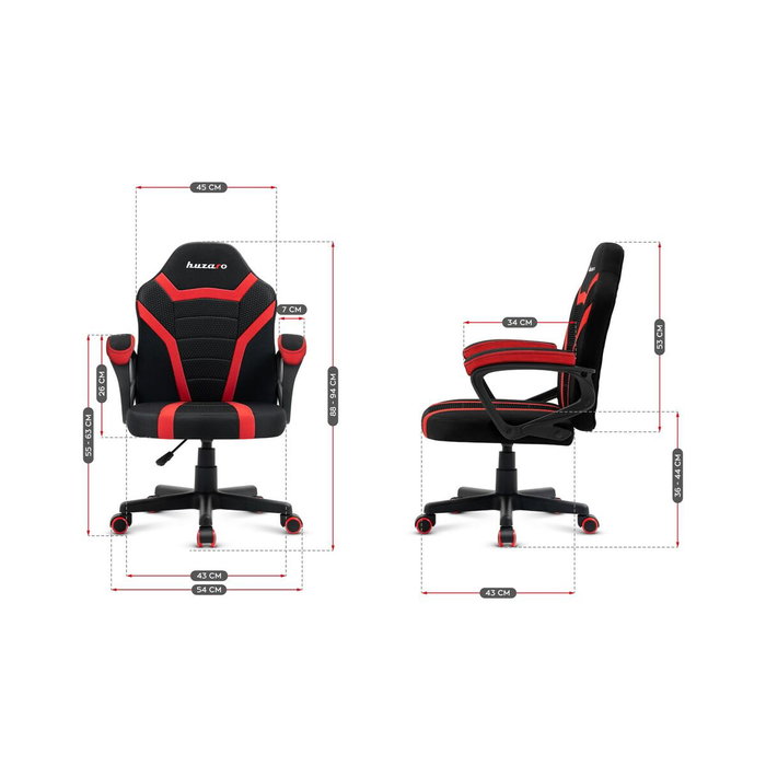 Chaise de jeu Huzaro HZ-Ranger 1.0 red mesh Noir Rouge