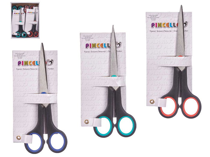Pincello Ciseaux Moyens 17 cm Surtis Couleurs (Noir, Bleu, Rouge, Vert) Plastique et Acier (Set de 48)