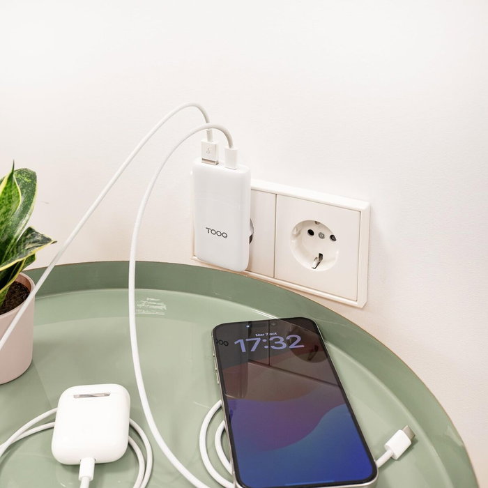 TooQ Chargeur Mural GaN 65W Blanc TQWC-GANSL65W1A1C