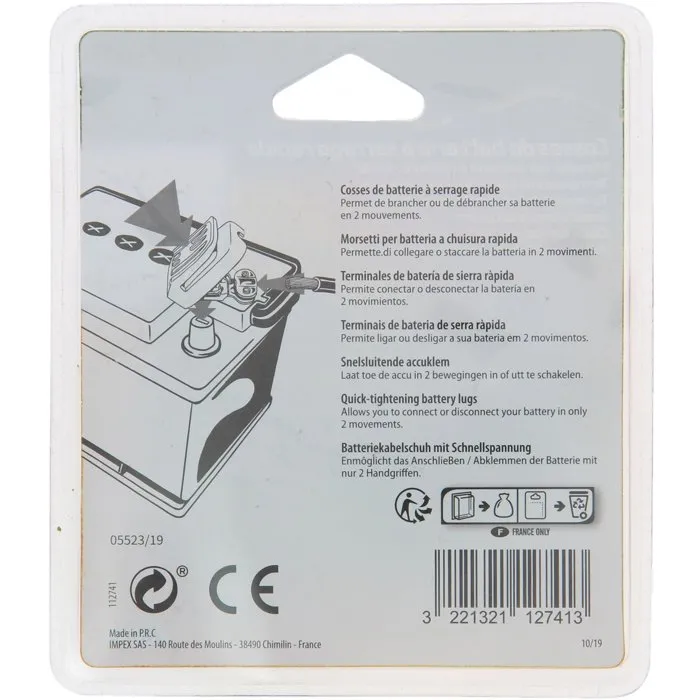 CARTEC Lot de 2 cosses de batterie à serrage rapide, (+) et (-), idéal pour l'outillage