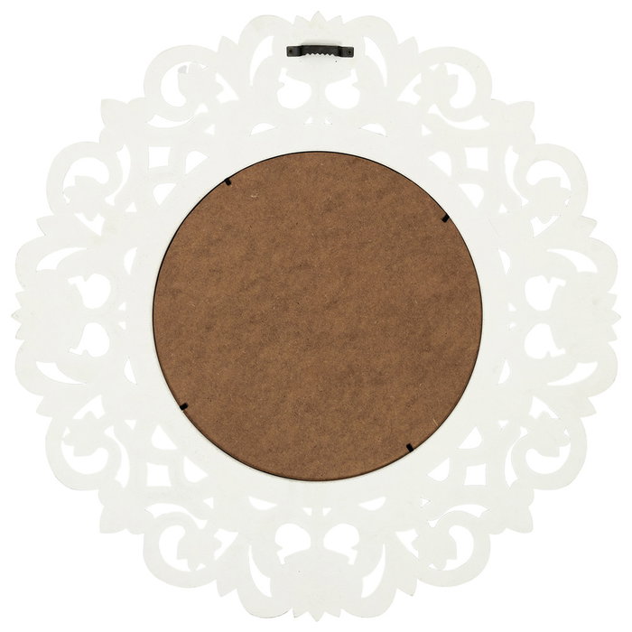 Home Deco Factory Miroir Mural avec Cadre en Bois Blanc, Diamètre 60 cm Home Deco Factory Miroir Mural avec Cadre en Bois Blanc, Diamètre 60 cm