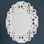 Home Deco Factory Miroir Mural avec Cadre en Bois Blanc, Diamètre 60 cm