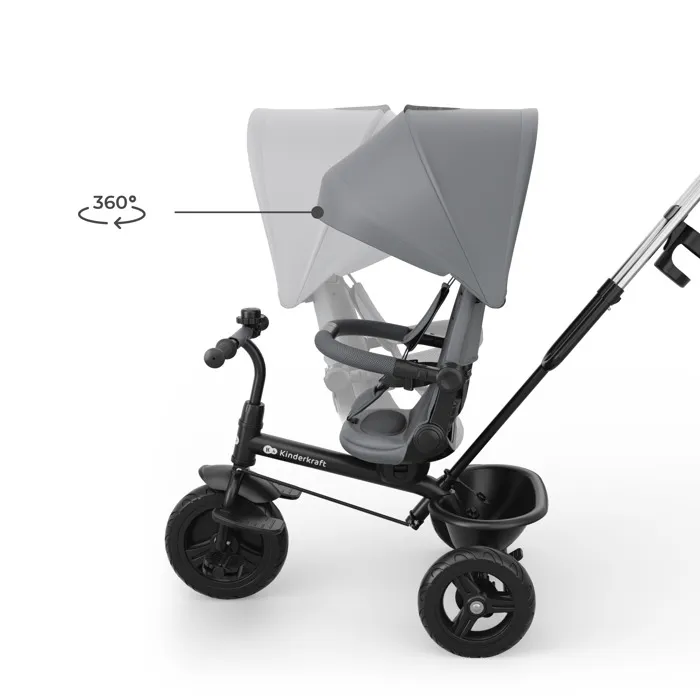 Kinderkraft ASTON 2 PLUS Tricycle évolutif 6 en 1 Gris