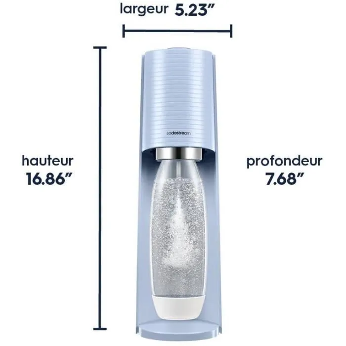 Sodastream Machine à Eau Pétillante TERRA Bleu - 1 Bouteille de 1L Compatible Lave-vaisselle - Recharge de Gaz 60L Quick Connect