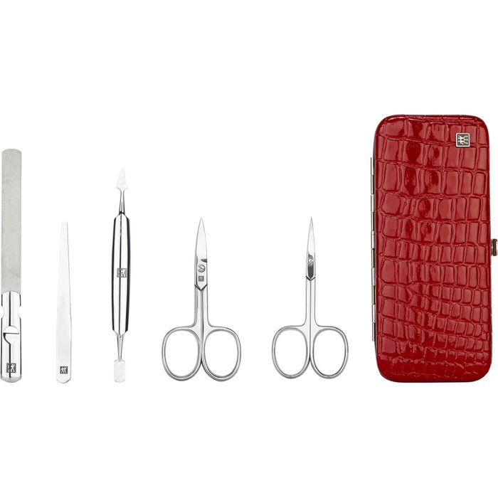 Zwilling Set de manucure et pédicure 5 pièces avec ciseaux à ongles et cuir rouge Zwilling Set de manucure et pédicure 5 pièces avec ciseaux à ongles et cuir rouge