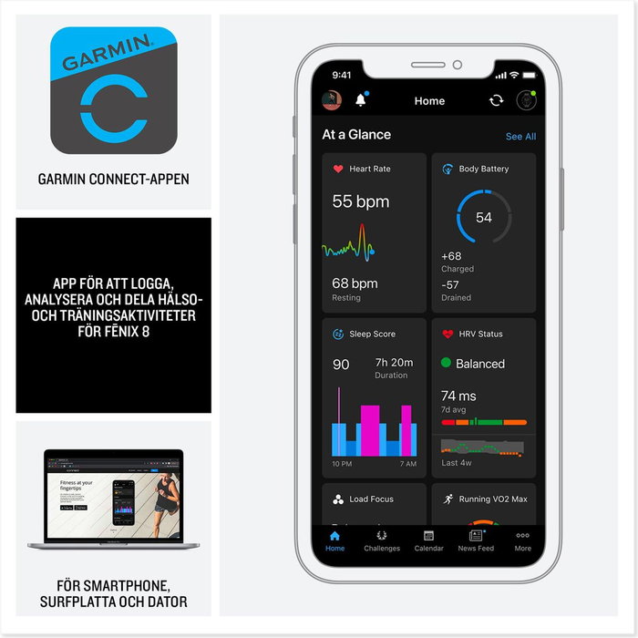 Garmin Montre connectée fénix 8 - 43 mm - Réf. 010-02903-00 - Blanc - Modèle S