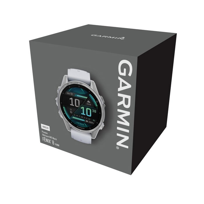 Garmin Montre connectée fénix 8 - 43 mm - Réf. 010-02903-00 - Blanc - Modèle S