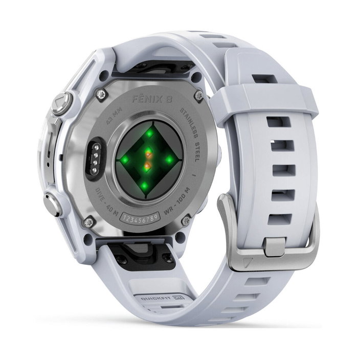 Garmin Montre connectée fénix 8 - 43 mm - Réf. 010-02903-00 - Blanc - Modèle S