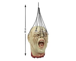 Tête de Monstre Décorative Suspendue avec Chaines - 28 x 17 cm - Décoration Halloween Réaliste et Effrayante