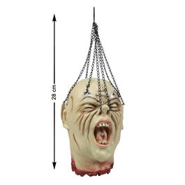 Tête de Monstre Décorative Suspendue avec Chaines - 28 x 17 cm - Décoration Halloween Réaliste et Effrayante