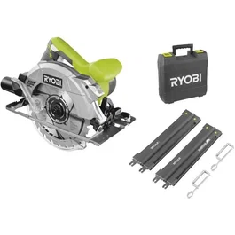 Scie circulaire électrique Ryobi 1600 W - Disque 190 mm - Coupe 66 mm - Guidage laser - Livrée avec coffret, lame 24 dents et rails de guidage
