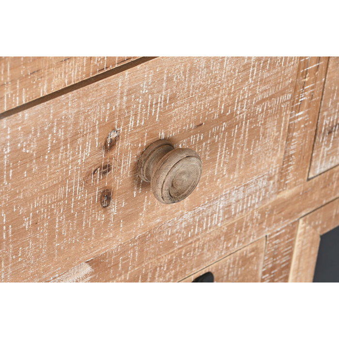 Caisson à Tiroirs Home ESPRIT Noir Naturel Métal Sapin Cottage 110 x 40 x 92,5 cm