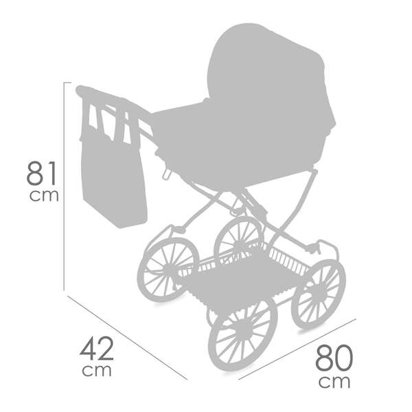 Verona Coche de muñeca plegable - Landau de poupée pliable pour poupées jusqu'à 48 cm, dimensions 42 x 80 x 81 cm