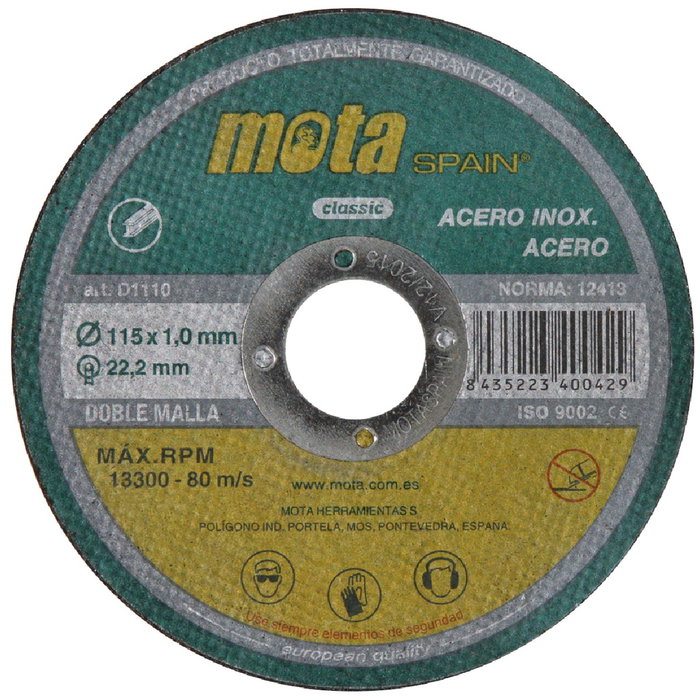 Mota Herramientas Disco de corte acero inox ø115 x 1,0 x 22,23 mm Mota Herramientas Disco de corte acero inox ø115 x 1,0 x 22,23 mm