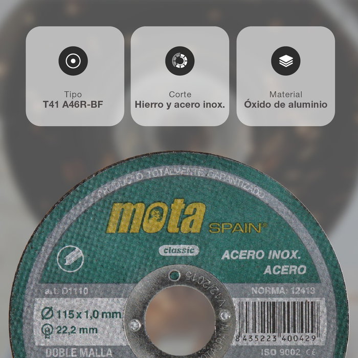 Mota Herramientas Disco de corte acero inox ø115 x 1,0 x 22,23 mm