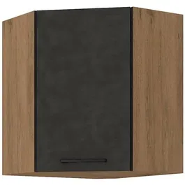 Rock ROCK - Meuble haut d'angle pour cuisine - 1 porte - Décor chêne Lancelot et gris Matera - Panneaux mélaminés - Dimensions L58 x H72 cm