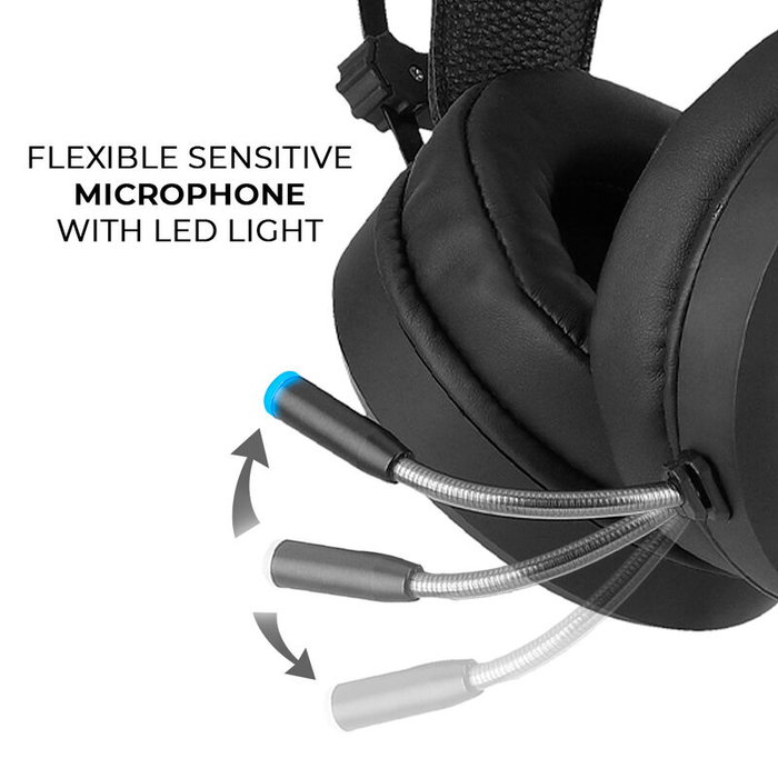 Marvel Casque de jeu avec son surround 7.1 virtuel, micro flexible, éclairage LED et connexion USB/Jack 3,5 mm Marvel Casque de jeu avec son surround 7.1 virtuel, micro flexible, éclairage LED et connexion USB/Jack 3,5 mm