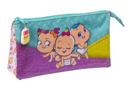 Safta Portatodo Triple The Bellies, sac de rangement pliable pour enfant, 22 x 12 x 3 cm, polyester, blanc, turquoise, violet