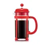 Bodum Cafetière à piston JAVA, 8 tasses (1 litre), Carafe en verre borosilicate, Piston inox, Monture et couvercle plastique rouge, Rétro