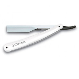 Tres Claveles Navaja de barbier blanche 24 cm avec lame interchangeable