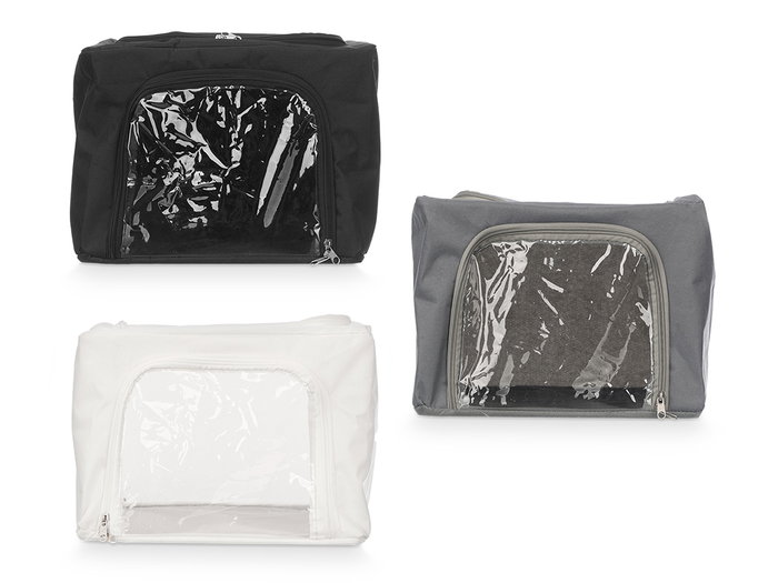 Kipit Boîte de Rangement à Fermeture Éclair 45 x 30 x 23 cm en Tissu Polyester, Gris/Blanc/Noir (Set de 12)