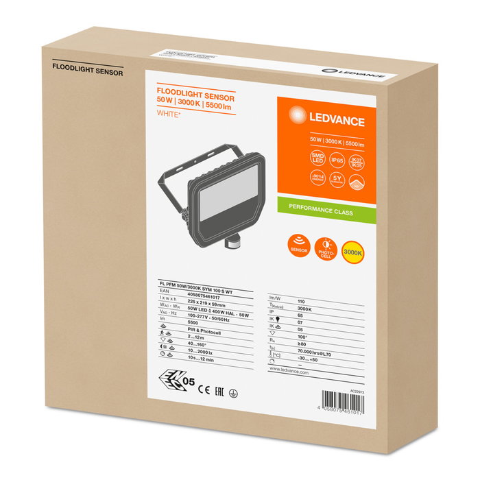 Ledvance Projecteur LED 50W 5500Lm 3000K Blanco Cálido IP65