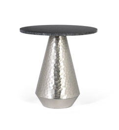 GINER Y COLOMER Table basse ronde en marbre noir et aluminium