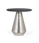 GINER Y COLOMER Table de Centre Ronde avec Plateau en Marbre Noir Jaspe et Base Conique en Aluminium - Meuble de Salon