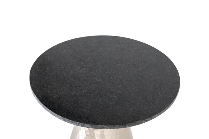 GINER Y COLOMER Table de Centre Ronde avec Plateau en Marbre Noir Jaspe et Base Conique en Aluminium - Meuble de Salon GINER Y COLOMER Table de Centre Ronde avec Plateau en Marbre Noir Jaspe et Base Conique en Aluminium - Meuble de Salon