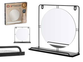 GIFTDECOR Miroir étagère mural noir