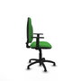 Chaise de bureau Algarra avec mécanisme de contact permanent de base, recouverte de tissu vert. Équipée d'une base en polyamide noir, d'accoudoirs 1D et de butées