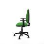 Chaise de bureau Algarra avec mécanisme de contact permanent de base, recouverte de tissu vert. Équipée d'une base en polyamide noir, d'accoudoirs 1D et de butées