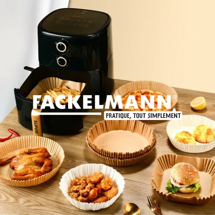 Fackelmann Lot de 200 Moules en Papier Carrés pour Air Fryer 20 x 20 cm - Revêtement Antiadhésif