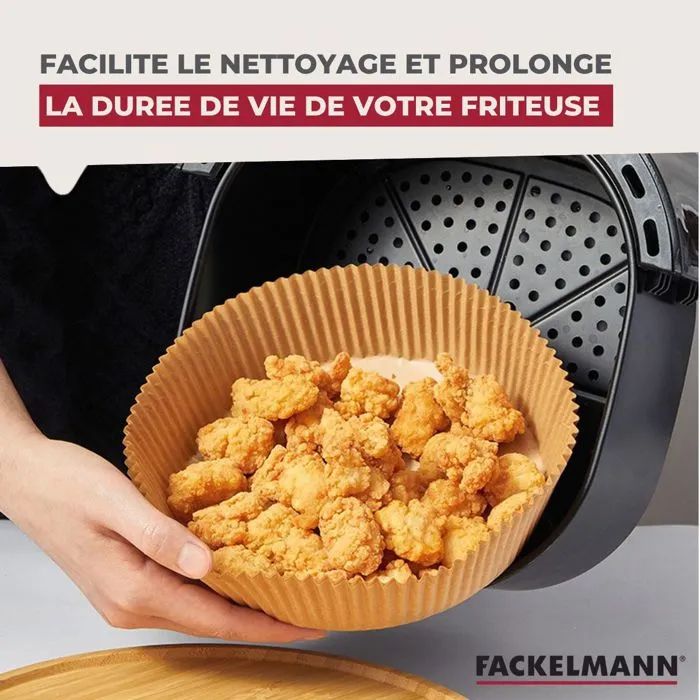 Fackelmann Lot de 200 Moules en Papier Carrés pour Air Fryer 20 x 20 cm - Revêtement Antiadhésif