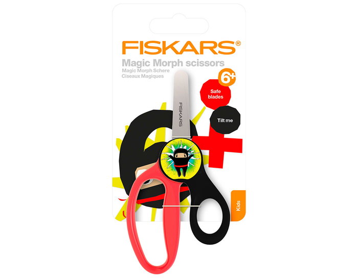 Fiskars Ciseaux pour enfants Ninja à bouts ronds 13cm Noir et Rouge