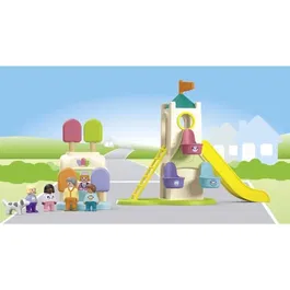PLAYMOBIL 71703 Aire de jeux avec toboggan géant - 5 personnages et accessoires inclus - Pour enfant dès 1 an