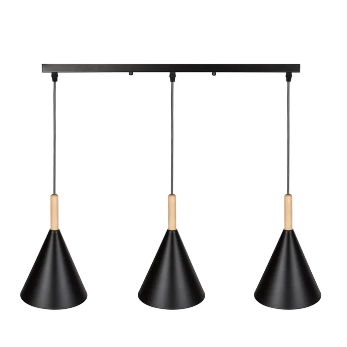 Lampe Suspendue Madeleine Métal et Bois [SKD-P130-3-W]