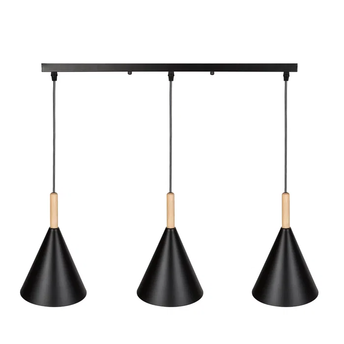 Lampe Suspendue Madeleine Métal et Bois [SKD-P130-3-W]