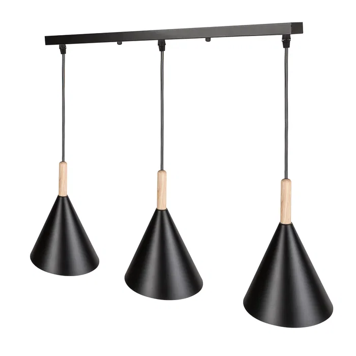 Lampe Suspendue Madeleine Métal et Bois [SKD-P130-3-W]